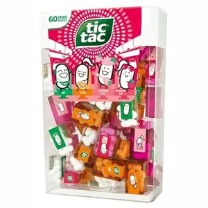 Tic Tacs Travels mini packs - individual packets - Flavoured drops - mint - orange - strawberry sweet - strawberry sour - Spender Box with 60 Mini Boxes - bulk candy - mini Tic Tacs with GREAT TASTEA