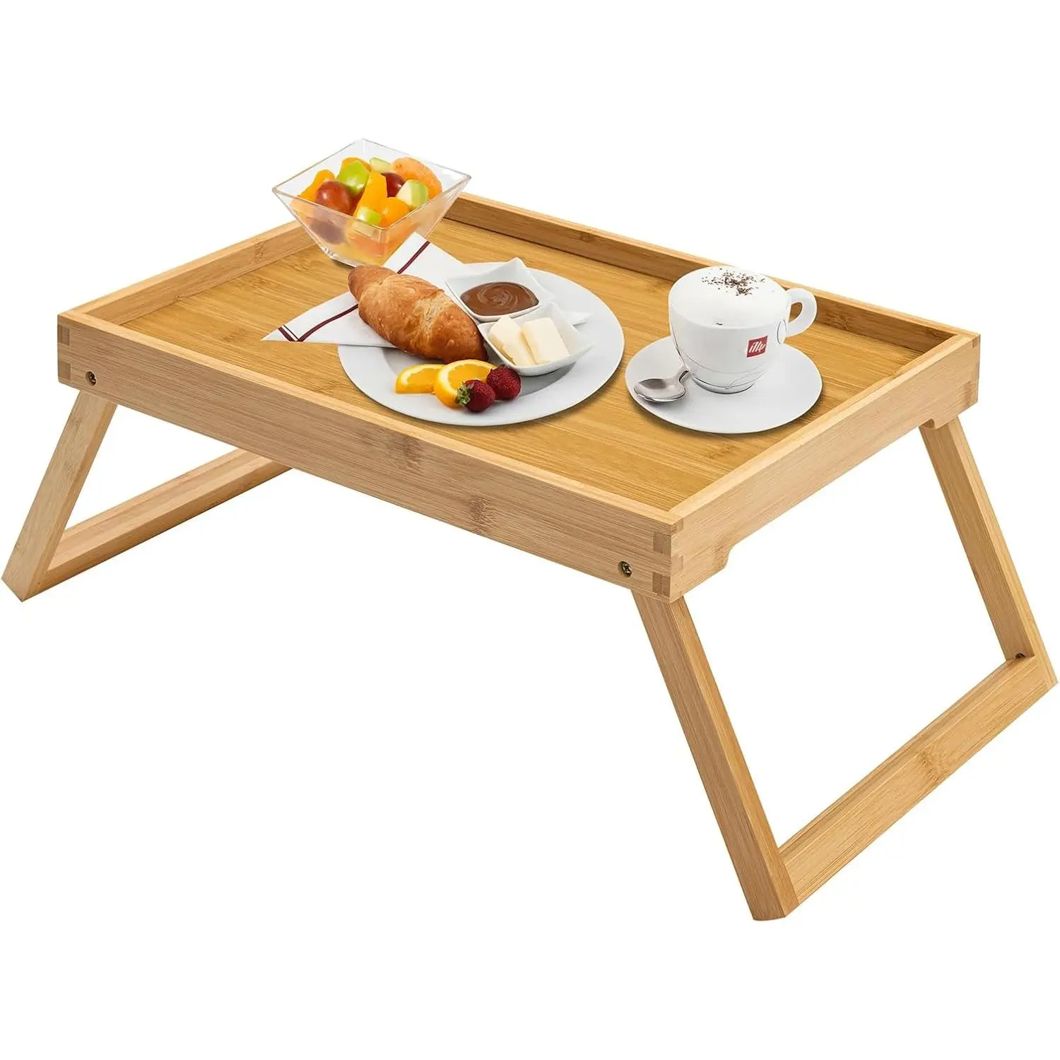 Bed Tray Table with Foldable , Breakfast Tray, Laptop Desk for Bed or Sofa,Serving,TV Table Kitchen, Eating,Working, Reading (Beige)