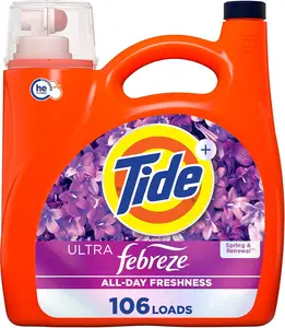 Tide Plus Febreze Freshness HE Turbo Clean Liquid Laundry Detergent, HE Compatible, Spring & Renewal Scent, 106 loads, 149 fl oz