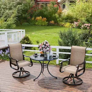 UDPATIO Patio Swivel Dining Chairs Set of 2/4/6/8, Outdoor Swivel Chairs High Back with All Weather Breathable Textilene, Metal Rocking Frame for Lawn Garden Backyard SpringGardening