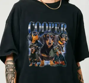 Vintage Dachshund Dog Graphic T-Shirt, 100% Cotton 90s Style Weenie Dog Streetwear Tee, Fabric, Loose