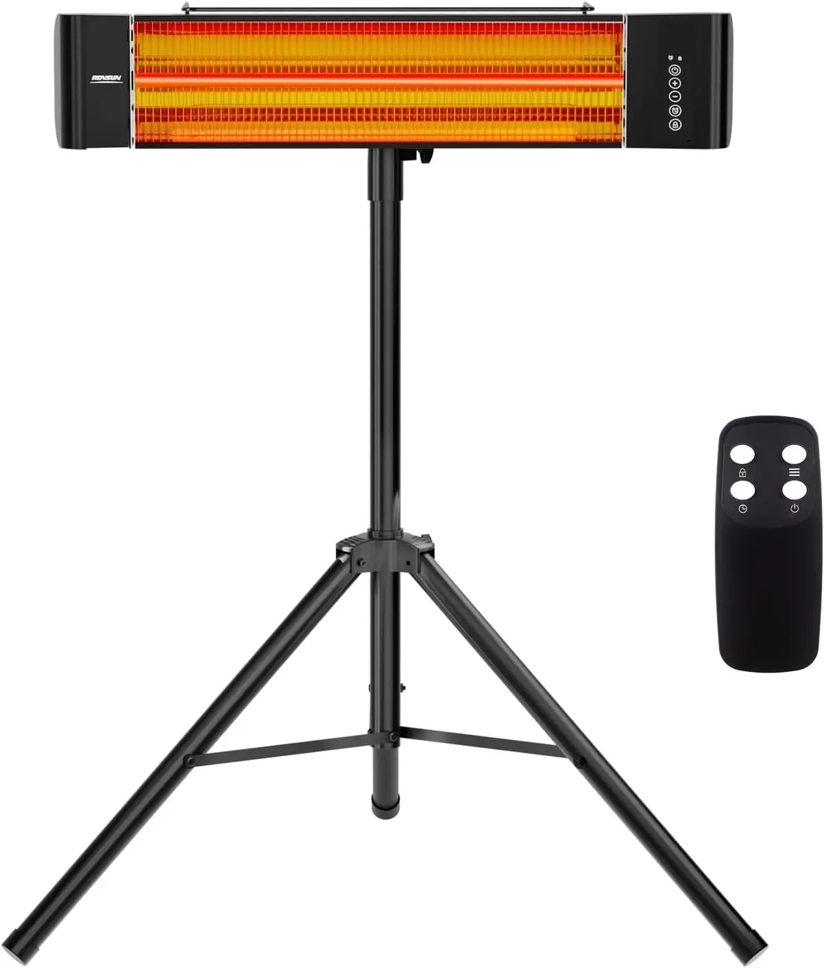 ROVSUN 1500W Infrared Outdoor Electric Heater, Freestanding/Wall-Mounted Patio Heater with Remote, Timer, Adjustable Height, 3 Modes & 3s Instant Heating for Backyard, Garage, Infrared Heat