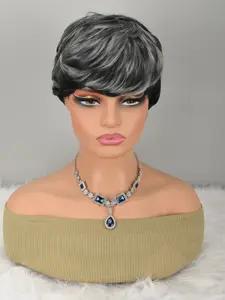 Short Curly Wigs with Bangs, Synthetic Layered Pixie Wig, Heat Resistant Fiber, Daily Use, Stylish Short Cut Hair