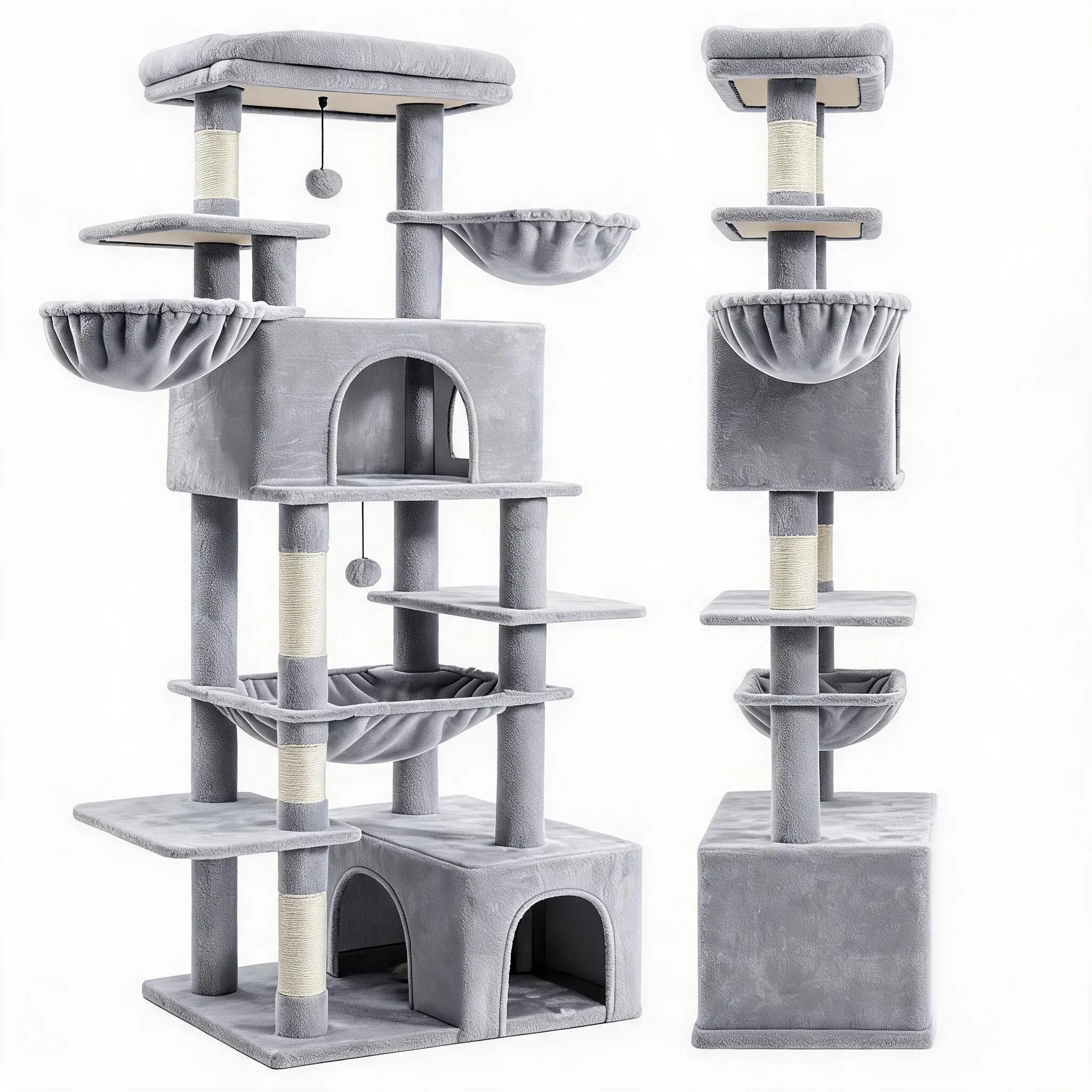 Large Multi-Level Cat Tree Tower - Indoor Pet Activity Center with Sisal Scratching Posts, Cozy Condo, Soft Hammocks, and Perches for Multiple Felines