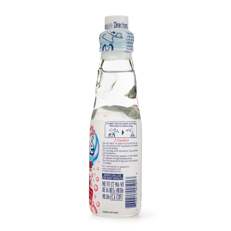 Sangaria Ramune Premium Carbonated Soft Drink, Strawberry or Lychee Flavor – 6 Pack (6.76 oz each), Popular Japanese Beverage