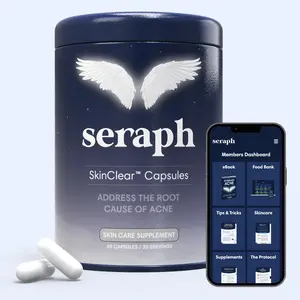 SkinClear Capsules - Supplement for Acne & Clear Skin - All Natural Zinc & Vitamin Treatment for Hormonal Acne & Scarring