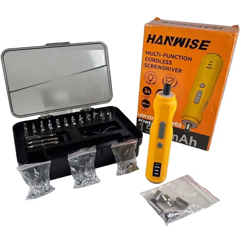 HANWISE 4.2V Multi-Head Cordless Screwdriver Set - 1500mAh Rechargeable Battery Wireless Screwdriver, LED Light, Magnetic SDS Repair Kit, DIY Power Tools, Cordless Power Tools for Product Maintenance, DIY Lover Gift
