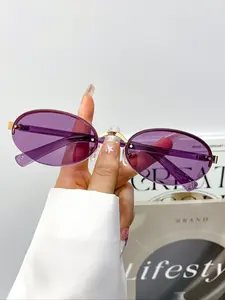 New Fashion Round Frameless Glasses for Women & Men, Small Simple Versatile Daily Casual Wear Decorative Eyewear