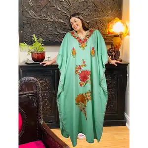 Holiday Kaftan Maxi dress Embroidered Oversized Kimono Caftan Dress L-2X