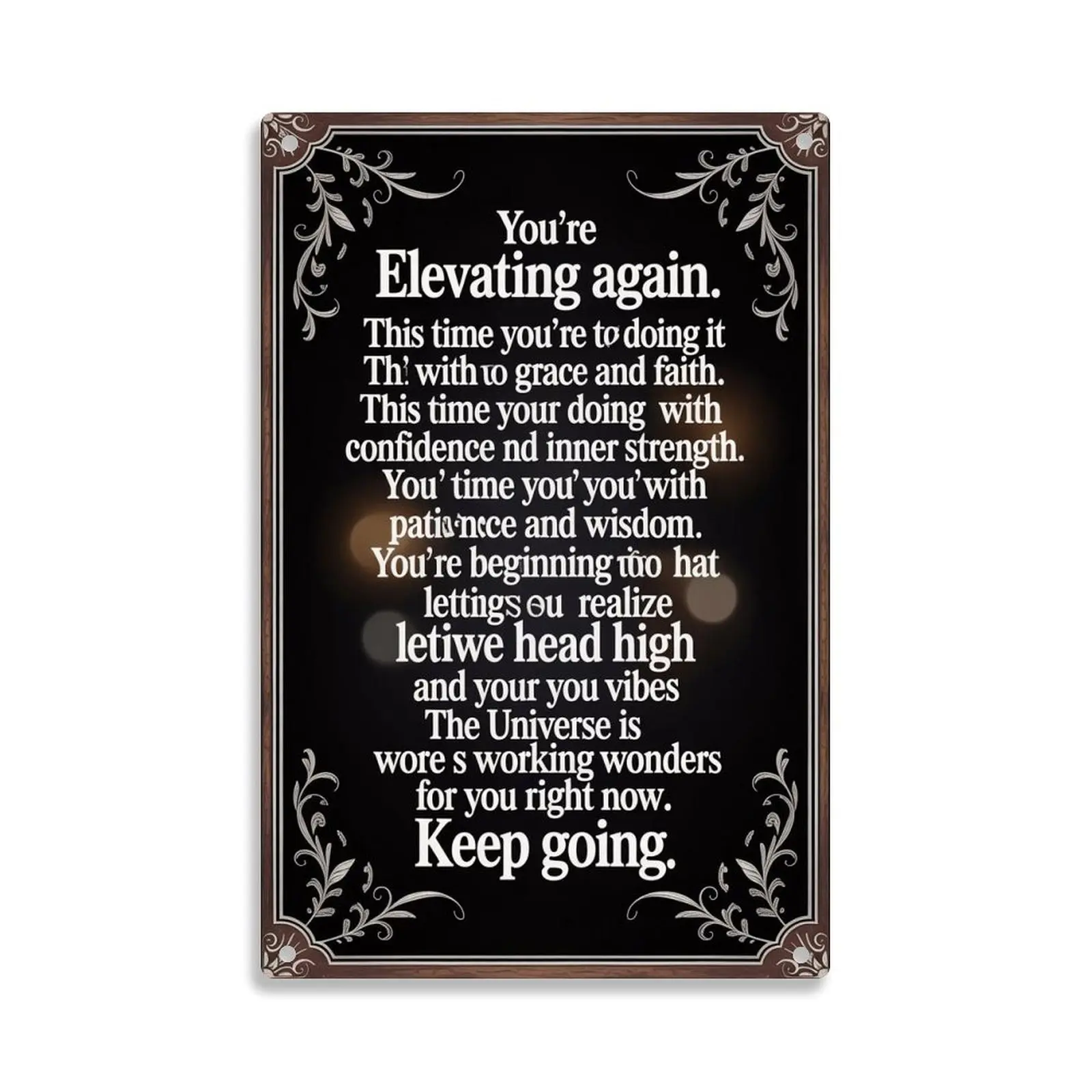 Inspirational Quotes Keep Going Motivational Tin Sign， Vintage Inspirational Metal Sign Print Aesthetic Room Decoration for Home Bedroom Kitchen Bar Dorm Bathroom Wall Decor 8 X 12 Inch