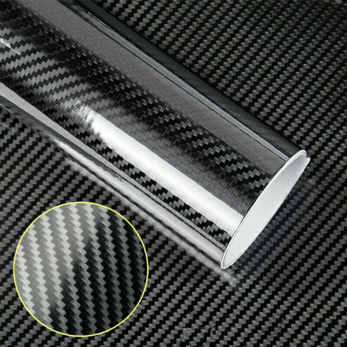 7D Gloss Black Carbon Fibre Vinyl Car Wrap Decal, 60"x12" (5FTx1FT) Air Bubble-Free Self-Adhesive, Waterproof DIY Car Decorating Accessory for Truck SUV Sedan Coupe Interior & Exterior, Decorating My Car