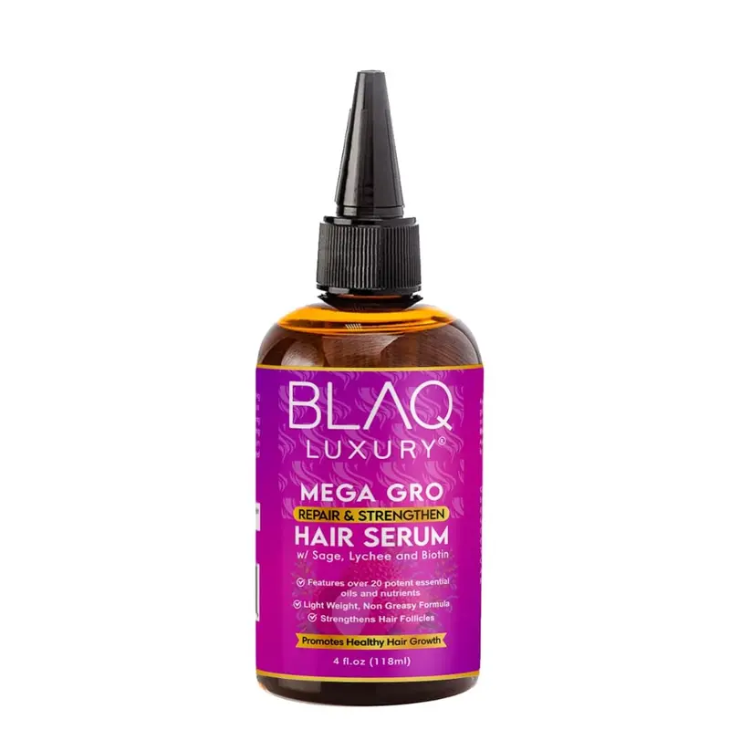 Blaq Luxury Hair Repair & Strengthening Serum With Biotin, Lychee & Sage, Essential Oils for Treating Split Ends and Dry Scalp, Non-Greasy Formula, 4oz
