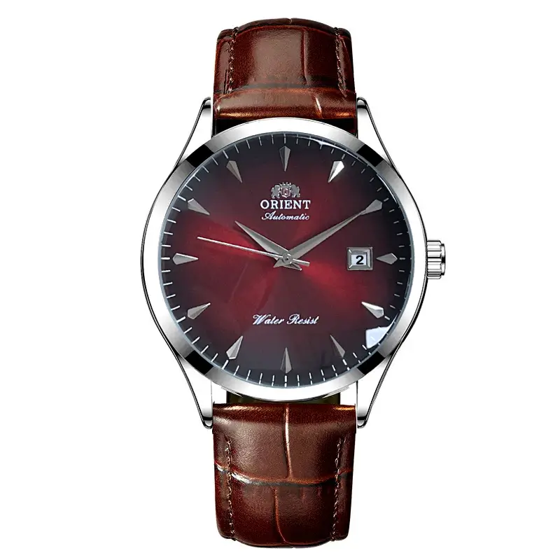 AAA Grade Men's Automatic Mechanical Business Dress Watch, Sunburst Dial, Date Window, Crocodile-Texture Leather Strap, Polished Stainless Steel Case, Daily Water-Resistant, Multi-Color Dial Options