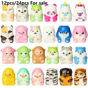 12/24 Pcs Animal Squishy Toys for Kids, Slow Rising Soft Squishy Squeeze Stress Relief Toys, Fidget Squishies, Kawaii Jumbo Squishies Party Favors for Boys Girls Goodie Bag Stuffers, Pinata Stuffers,Carnival Prizes,Classroom Rewards