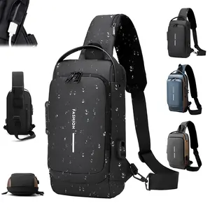 Mens Sling Bag Anti Theft with USB Charging Port Waterproof Crossbody Backpack for Commute Travel Outdoors Fashionable Design Secure & Stylish