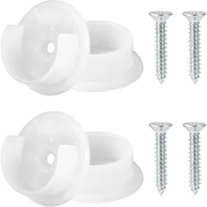 4pcs Closet Rod Holders, Plastic Tension Pole Bar Sockets for 1-3/8" Heavy Duty Wardrobe Tube Rail Support Bracket with Screws Fittings for Home Bathroom Shower Curtain Clothing Store (White)