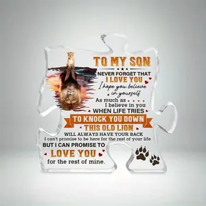 Puzzle Acrylic Son Gift from Parents - Heartfelt Keepsake for Birthday & Graduation | Tabletop Décor for Son, Grandson or Bonus Son Art Decoration