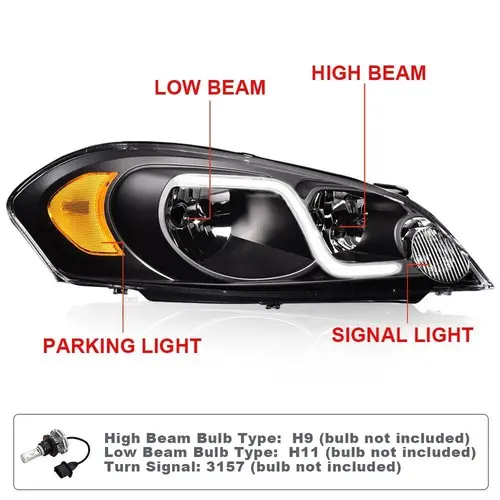 G-PLUS LED Projector Headlight Assemblies & Components 1 Pair Pack - Direct Plug-in, Bolt-on Fit LED Lights for 06-13 Chevy Impala, 06-07 Chevy Monte Carlo, Amber Reflector Exterior Upgrade, Show Use Replace Units, Easy Install G-PLUS LED Projector Headlight Assemblies & Components 1 Pair Pack - Direct Plug-in, Bolt-on Fit LED Lights for 06-13 Chevy Impala, 06-07 Chevy Monte Carlo, Amber Reflector Exterior Upgrade, Show Use Replace Units, Easy Install