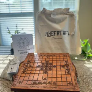 Hand Crafted Hnefatafl Gameboard 1 Inch - Valknut and Shields Design
