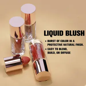 Mousse Liquid Blush, 6 Shades Lightweight Creamy Cheek Tint, Blendable Velvet-Soft Watery Formula, Natural Flush Finish, Long-Wear Transfer-Resistant Portable Daily Face Makeup For All Skin Tones