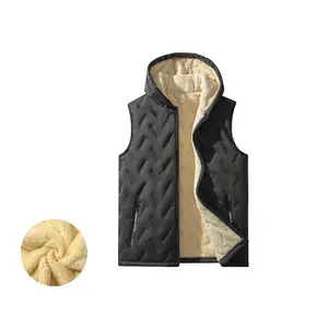 Men's casual windproof wool lined hooded vest is soft, skin friendly, and loose, suitable for daily commuting and outdoor activities in autumn and winter men's tops