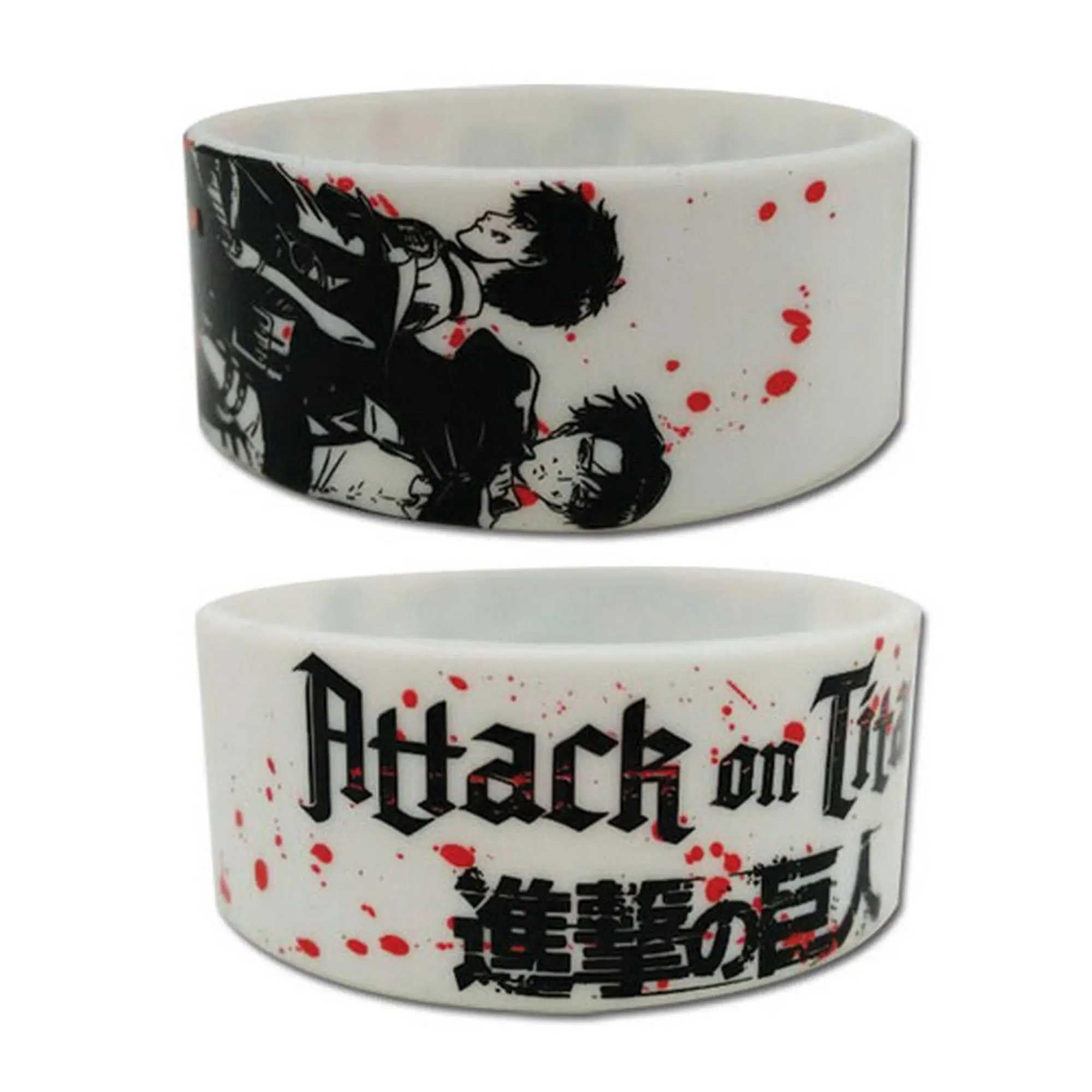 Attack on Titan - Eren Yeager & Levi Ackerman White PVC Wristband
