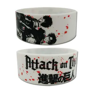 Attack on Titan - Eren Yeager & Levi Ackerman White PVC Wristband