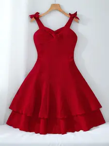 Girls Dress with Ruffle Details, Layered Hem Design, Slim Fit, Fashionable and Elegant Style, Perfect for Parties and Special Occasions