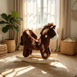 Plush Rocking Horse with Music! Realistic Sounds & Soft Ride for Toddlers 1-3, CPC Certified Ride-On Kids
