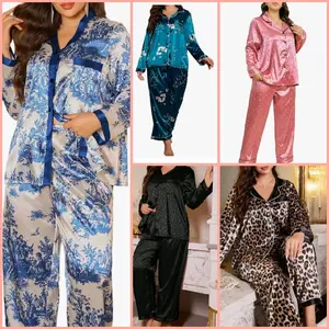 Hot 2pc Womens Silk Satin Pajamas Set Long Sleeve Sleepwear Button Down Pjs Soft 2 Piece Lounge Set