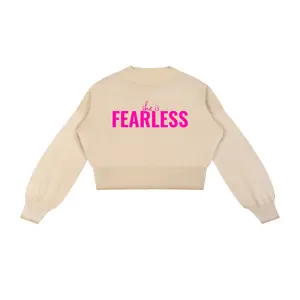 she is FEARLESS Mineral Wash Balloon Sleeve Cropped Sweater