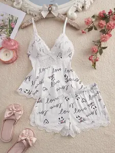 Women's Sleepwear Set with Shorts, Casual Fitted Design, All-Season Comfortable Loungewear, Plain Pattern, No Ca Prop 65 Warning