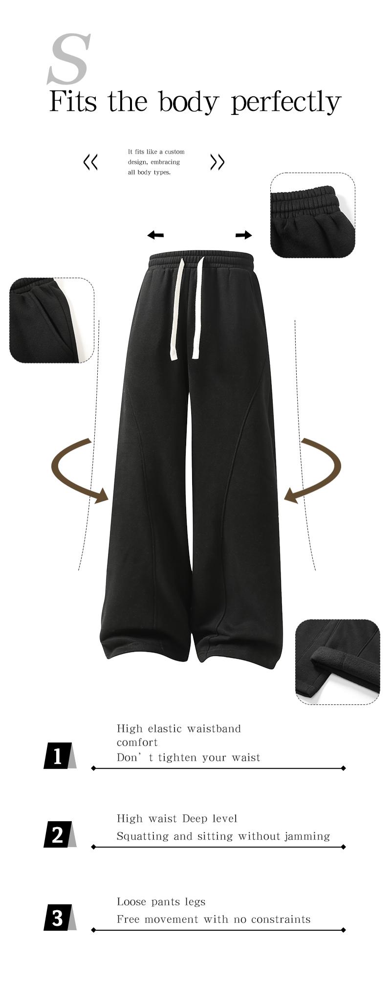 Men's Fleece Thermal Lined Sweatpants Oversize Drawstring Waist Casual Loose Pants for Fall Winter School Season Daily Wear