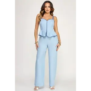 Sleeveless Peplum Top Jumpsuit