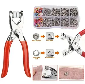 Including 100pcs Invisible Colored Metal Buckle & 1 Count Manual Pressure Pliers,Household Sewing Accessories for DIY Handicraft Clothing & Hat,Buttons & Pliers Tool Kit,Seamless Stitching Sewing Kit Tools,Sewing Supplies Crafts.