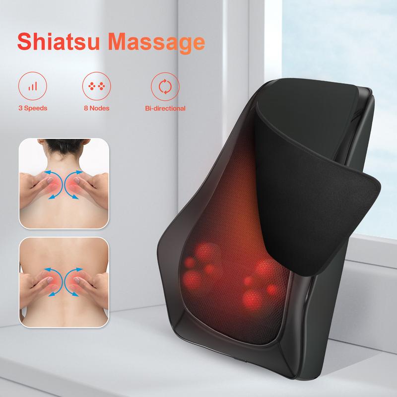 COMFIER Shiatsu Massager for Neck, Shoulders, and Back - Heat and 3D Kneading for Pain Relief - Massage Pillow Gift for Men and Women