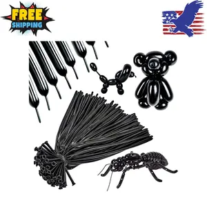 260 Long Balloons 100 Pack Black Twisting Animal Balloons Thickening