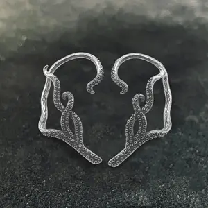 GTHIC Vintage Octopus Tentacles Stainless Steel Ear Cuffs for Men Women Cosplay Party Statement Jewelry