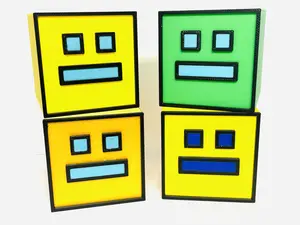 Geometry Dash Cube Custom Figure 5x5x5 cm Game Collectible Display Model for Collectors and Display Enthusiasts
