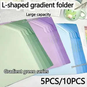 Gradient File Folders Set of 5/10, Office Supplies, //blue, A4 Size, Transparent, Waterproof, Dustproof, Durable, Large Capacity, Index Tabs Included