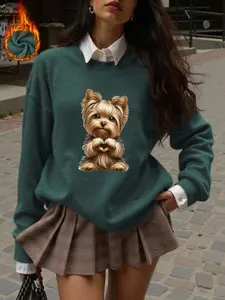 Cute Yorkshire Terrier Print Soft Comfort Top, Casual Fit for Fall & Winter, Ideal for Dates and Everyday Wear