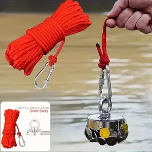 Magnetic Recovery Set with 1000cm Rope, Magnetic Hooks, Durable Industrial Grade Magnets, Ideal for River Fishing and Load Hanging, Fishing Magnet Kit