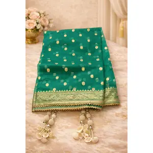 Shimmer Banarsi Salwar Suit - Fully Lined with Square Neck
