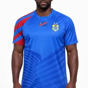 Congolese Jersey. DRC soccer jersey. RDC. Leopards Congo shirt vareuse congolais football world cup classic . Blue 2XL