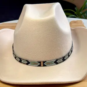 Loomed Seed Bead Darts Pattern Hatband in Black