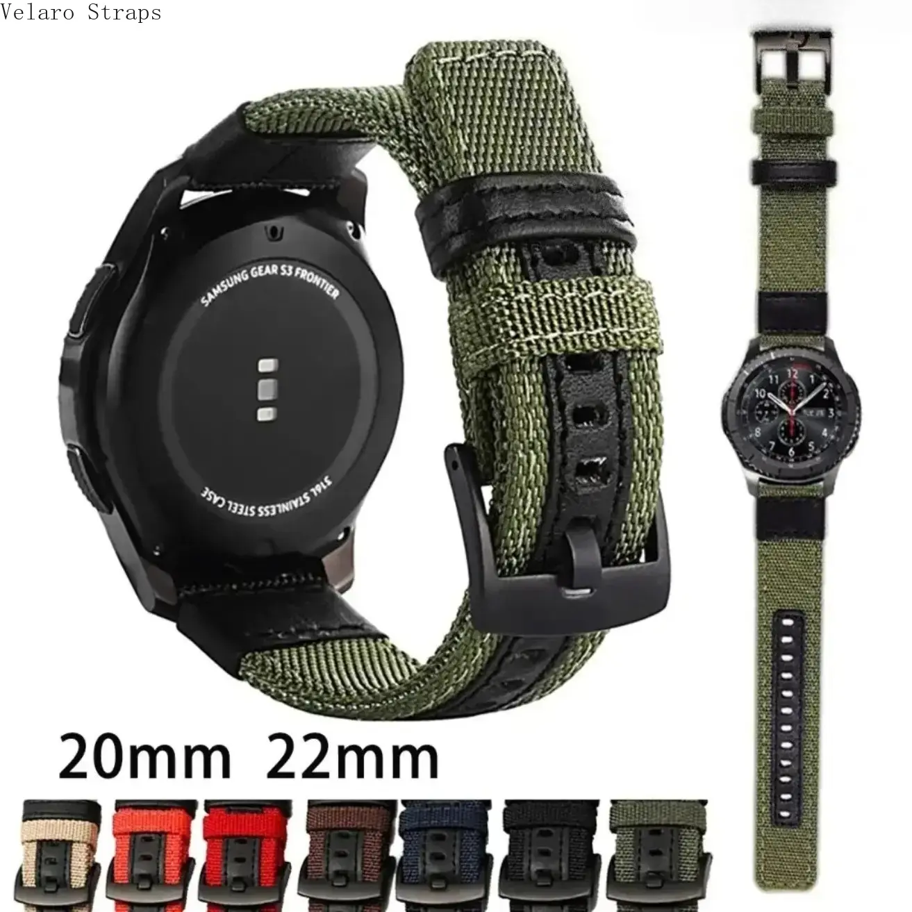 Military-Style Nylon Watch Bracelet Bag Strap Replacement, 20/22mm Quick-Release Removable Lightweight Straps with Buckle, for Everyday & Outdoor Use, Removable Straps