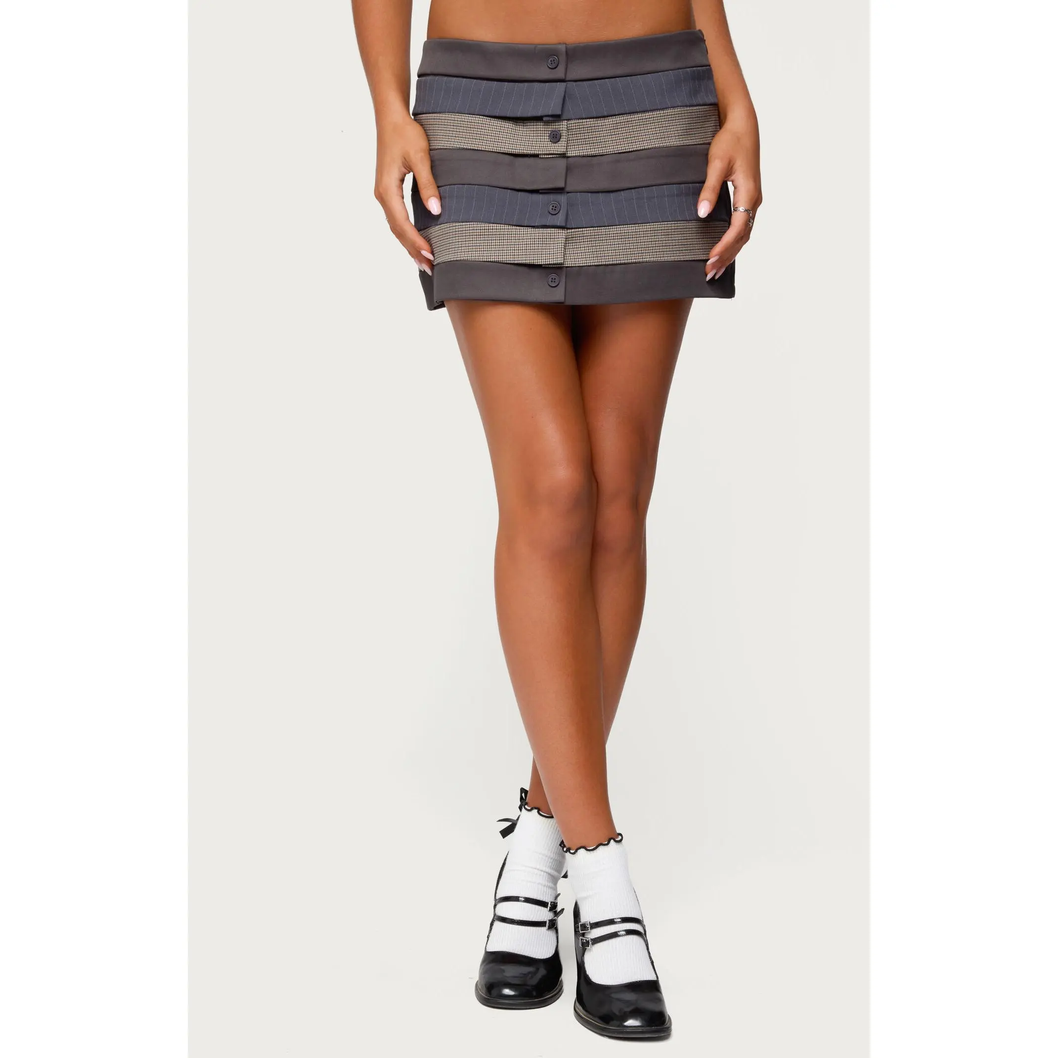 Edikted Women's Kezi Mixed Pattern Tailor Mini Skirt - Multicolor