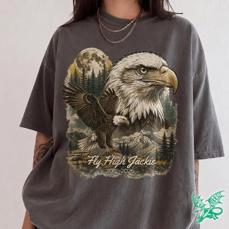Jackie The Bald Eagle RIP Shirt, Fly High Jackie, Big Bear Bald Eagles, Viral Nest Cam Eagles, Eagle Lover California Wildlife Tshirt 2026