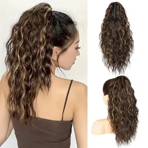 Ponytail Extension 18inch Claw Clip Ponytail Extension for Women  Long Curly Wave Ponytail Extension Clip in Claw Ponytail Fluffy Natural Looking Synthetic Hairpiece for Daily Use