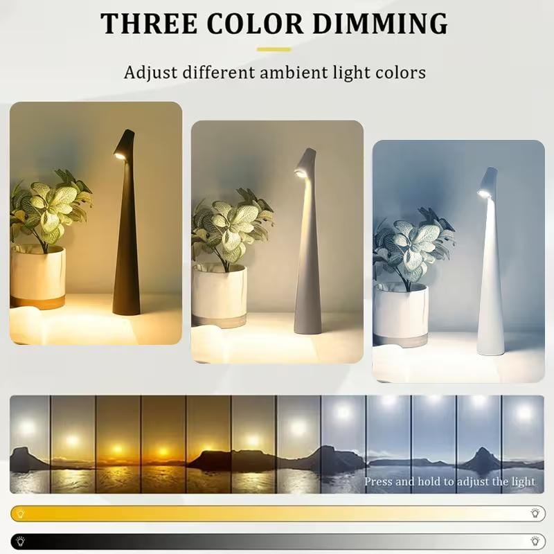Cordless LED Desk Lamp with Rechargeable Battery Features Three Brightness Settings And Smooth Dimming Touch Control And Is Portable for Use in The Office Outdoors Or in Various Rooms Like The Bedroom Living Room Dining Room Balcony Hotel